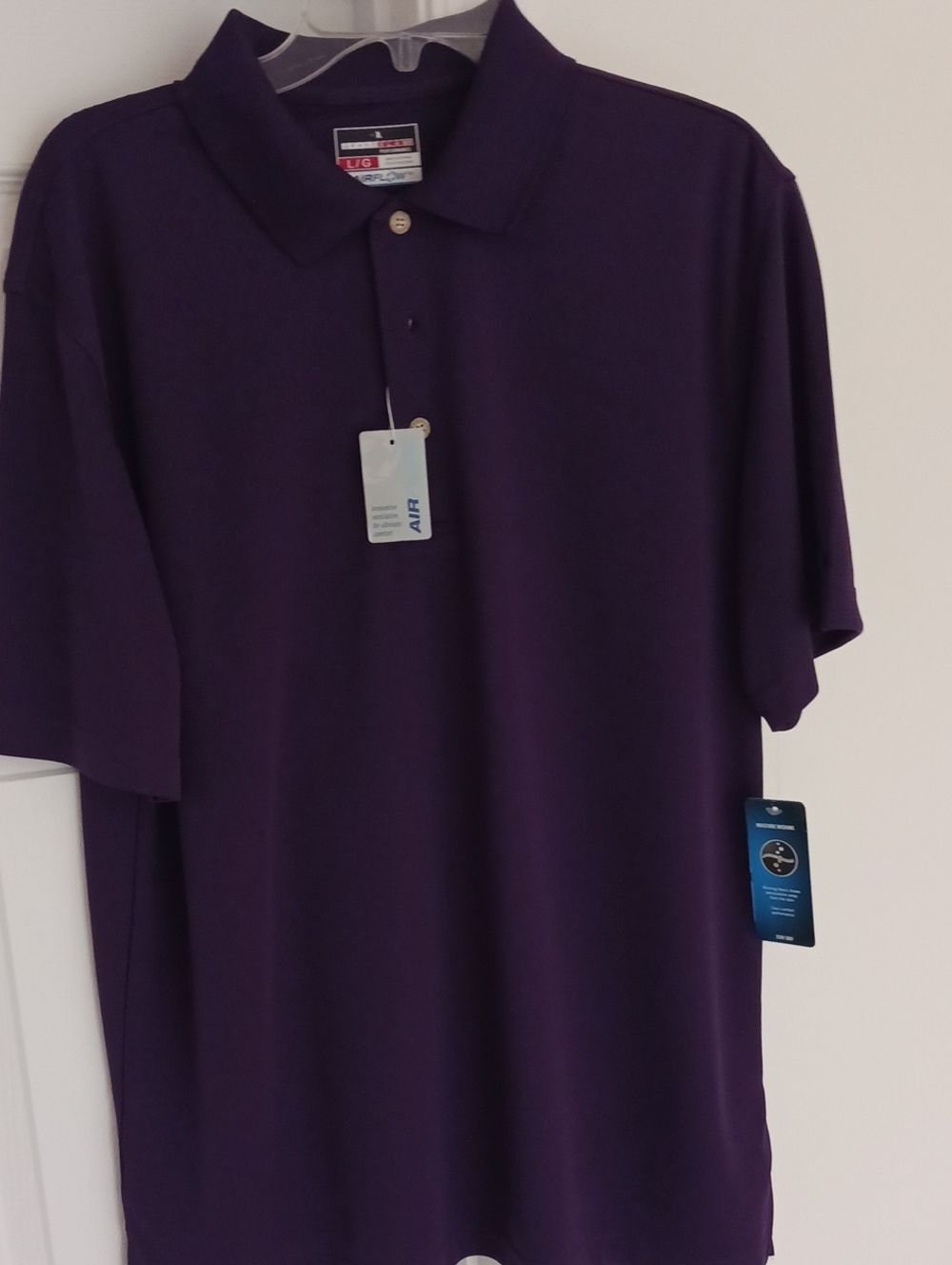 Men's Deep Purple Polo Golf  Shirt Large Nwt